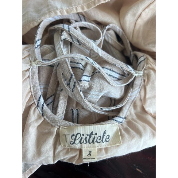 Listicle Mini Dress Women's Small Beige Striped Sleeveless Halter Summer Boho - Picture 4 of 5